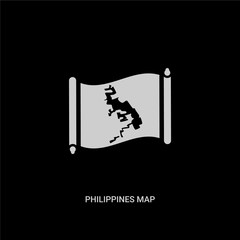 white philippines map vector icon on black background. modern flat philippines map from countrymaps concept vector sign symbol can be use for web, mobile and logo.