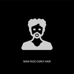 white man face curly hair and moustache vector icon on black background. modern flat man face curly hair and moustache from people concept vector sign symbol can be use for web, mobile and logo.