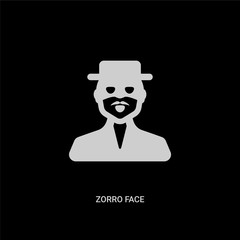 white zorro face vector icon on black background. modern flat zorro face from people concept vector sign symbol can be use for web, mobile and logo.