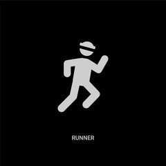 Fototapeta na wymiar white runner vector icon on black background. modern flat runner from people skills concept vector sign symbol can be use for web, mobile and logo.