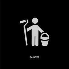 white painter vector icon on black background. modern flat painter from people skills concept vector sign symbol can be use for web, mobile and logo.