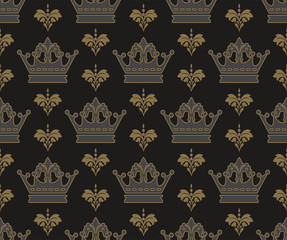 Seamless pattern. Dark Royal style background pattern, vector vintage illustration