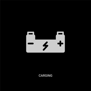 white carging vector icon on black background. modern flat carging from photography concept vector sign symbol can be use for web, mobile and logo.