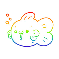 rainbow gradient line drawing cartoon fish