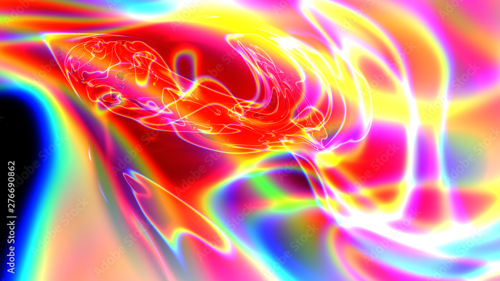 Poster smooth glowing lines on the background of spectral divorces abstract drawing, 3d render