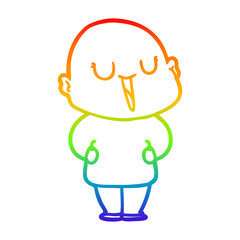 rainbow gradient line drawing happy cartoon bald man