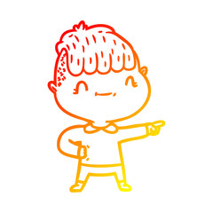warm gradient line drawing cartoon friendly boy
