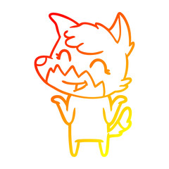 warm gradient line drawing happy cartoon fox