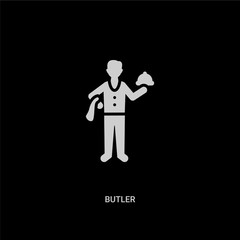 white butler vector icon on black background. modern flat butler from professions and jobs concept vector sign symbol can be use for web, mobile and logo.