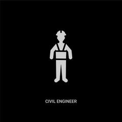 white civil engineer vector icon on black background. modern flat civil engineer from professions and jobs concept vector sign symbol can be use for web, mobile and logo.
