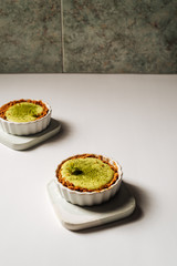 Homemade matcha cheesecake