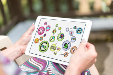 Business connection concept on a tablet