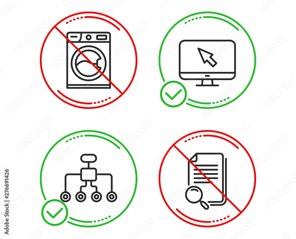 Poster do or stop. washing machine, internet and restructuring icons simple set. search file sign. laundry 