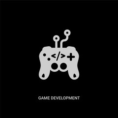 white game development vector icon on black background. modern flat game development from programming concept vector sign symbol can be use for web, mobile and logo.