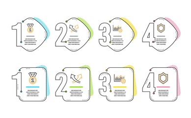 Best rank, Intersection arrows and Operational excellence icons simple set. Security sign. Success medal, Exchange, Corporate business. Protection shield. Business set. Infographic timeline. Vector
