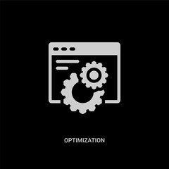 white optimization vector icon on black background. modern flat optimization from programming concept vector sign symbol can be use for web, mobile and logo.