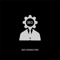 white seo consulting vector icon on black background. modern flat seo consulting from programming concept vector sign symbol can be use for web, mobile and logo.