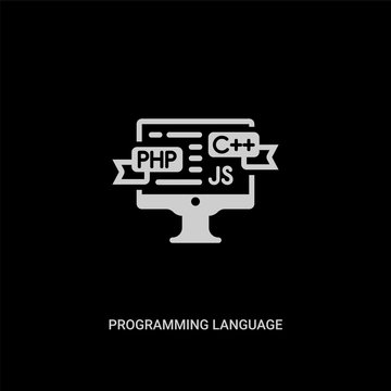 white programming language vector icon on black background. modern flat programming language from programming concept vector sign symbol can be use for web, mobile and logo.