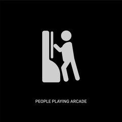 white people playing arcade game vector icon on black background. modern flat people playing arcade game from recreational games concept vector sign symbol can be use for web, mobile and logo.