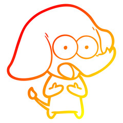 Obraz premium warm gradient line drawing cute cartoon elephant