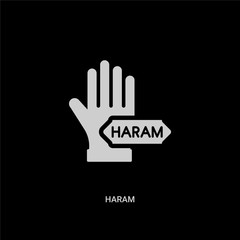 Fototapeta na wymiar white haram vector icon on black background. modern flat haram from religion concept vector sign symbol can be use for web, mobile and logo.