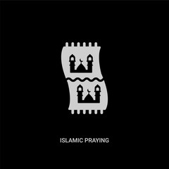 white islamic praying carpet vector icon on black background. modern flat islamic praying carpet from religion concept vector sign symbol can be use for web, mobile and logo.