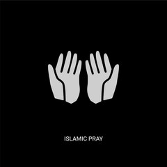 Fototapeta na wymiar white islamic pray vector icon on black background. modern flat islamic pray from religion concept vector sign symbol can be use for web, mobile and logo.