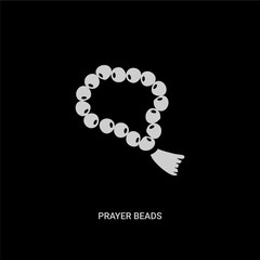 white prayer beads vector icon on black background. modern flat prayer beads from religion concept vector sign symbol can be use for web, mobile and logo.