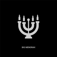 white big menorah vector icon on black background. modern flat big menorah from religion concept vector sign symbol can be use for web, mobile and logo.