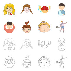 Vector design of girl and boy sign. Set of girl and school stock symbol for web.