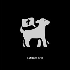 white lamb of god vector icon on black background. modern flat lamb of god from religion concept vector sign symbol can be use for web, mobile and logo.