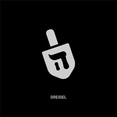 white dreidel vector icon on black background. modern flat dreidel from religion concept vector sign symbol can be use for web, mobile and logo.