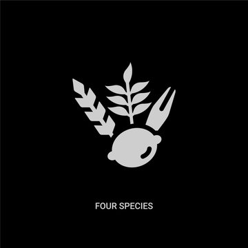 white four species vector icon on black background. modern flat four species from religion concept vector sign symbol can be use for web, mobile and logo.