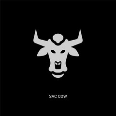 white sac cow vector icon on black background. modern flat sac cow from religion concept vector sign symbol can be use for web, mobile and logo.