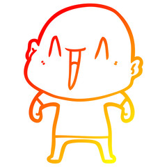 warm gradient line drawing happy cartoon bald man