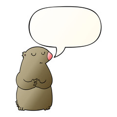 cute cartoon bear and speech bubble in smooth gradient style