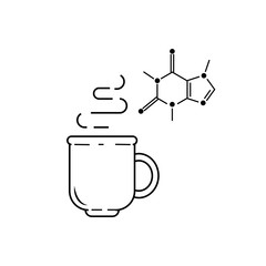 Cup of coffee with caffeine chemical formula