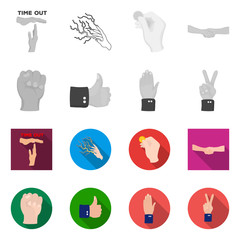 Vector design of animated and thumb sign. Set of animated and gesture stock symbol for web.
