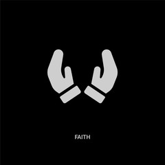 white faith vector icon on black background. modern flat faith from religion concept vector sign symbol can be use for web, mobile and logo.