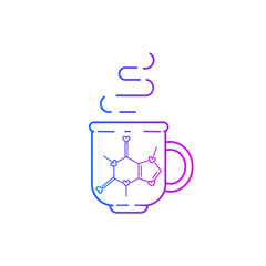 Cup of coffee with caffeine chemical formula