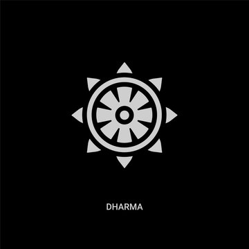 white dharma vector icon on black background. modern flat dharma from religion concept vector sign symbol can be use for web, mobile and logo.