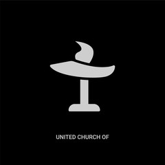white united church of christ vector icon on black background. modern flat united church of christ from religion concept vector sign symbol can be use for web, mobile and logo.