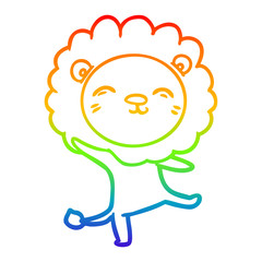 rainbow gradient line drawing cartoon lion