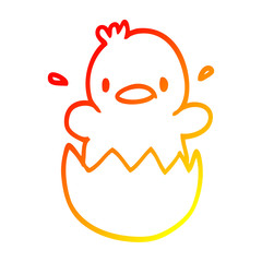 warm gradient line drawing cute cartoon chick