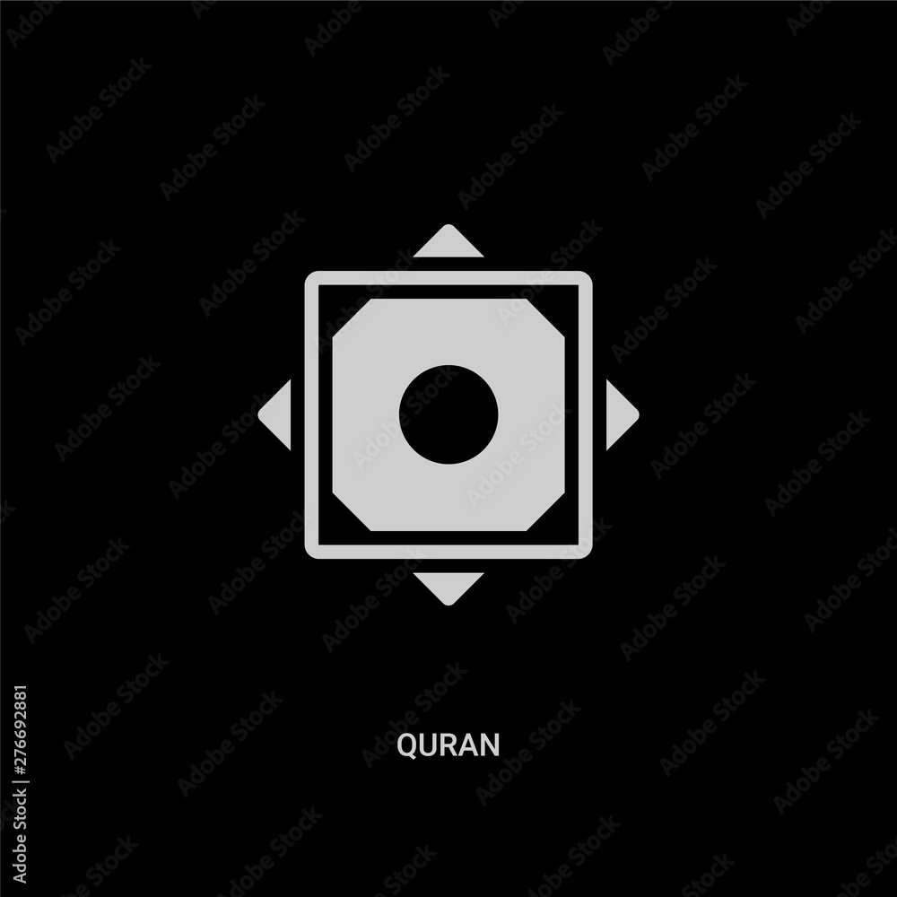 Sticker white quran vector icon on black background. modern flat quran from religion concept vector sign symbol can be use for web, mobile and logo.