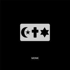 white monk vector icon on black background. modern flat monk from religion concept vector sign symbol can be use for web, mobile and logo.