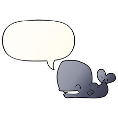 cartoon whale and speech bubble in smooth gradient style