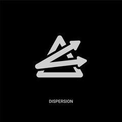 white dispersion vector icon on black background. modern flat dispersion from science concept vector sign symbol can be use for web, mobile and logo.