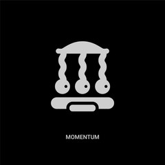 white momentum vector icon on black background. modern flat momentum from science concept vector sign symbol can be use for web, mobile and logo.