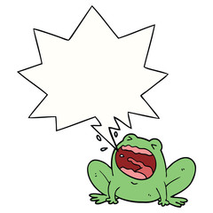 cartoon frog shouting and speech bubble